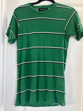 Reformation Green Stripped Short Sleeve Tee Size Small